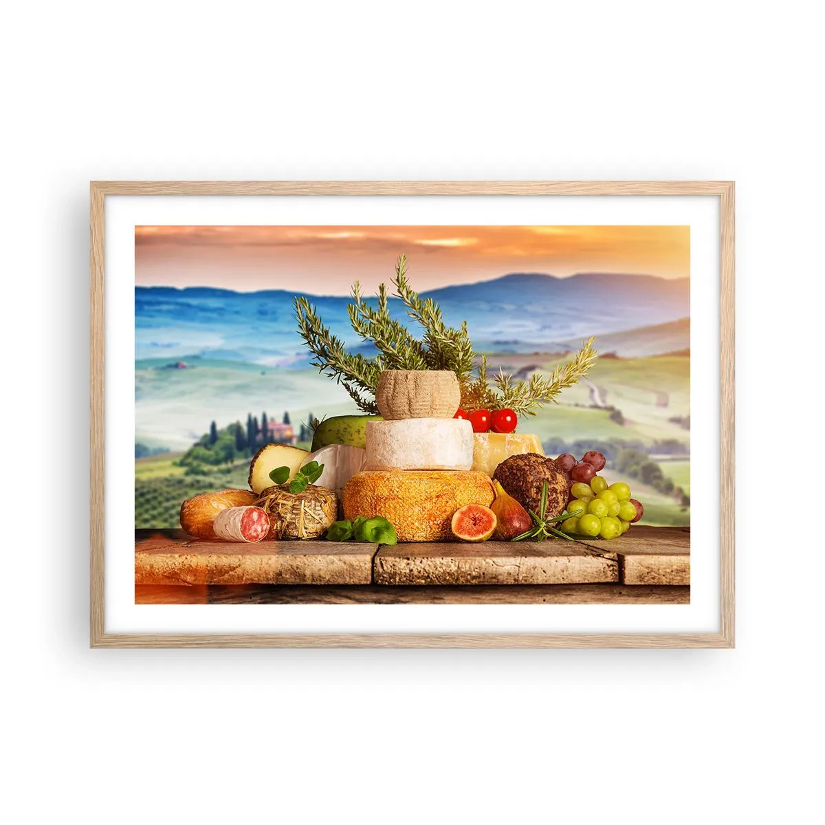 Plakát v rámu světlý dub - Italská radost ze života - 70x50 cm