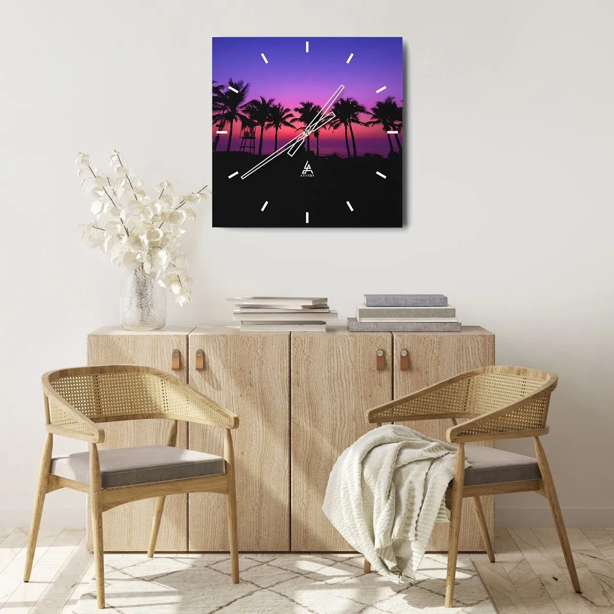 Nástěnné hodiny - Večer pod palmami - 30x30 cm