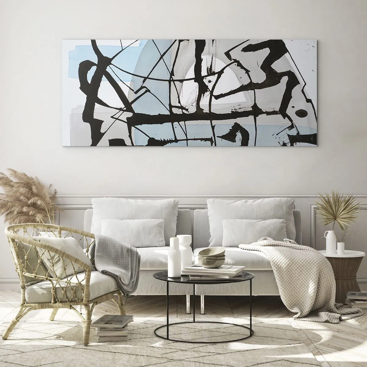 Obraz na skle - Přesto modrá - 100x40 cm