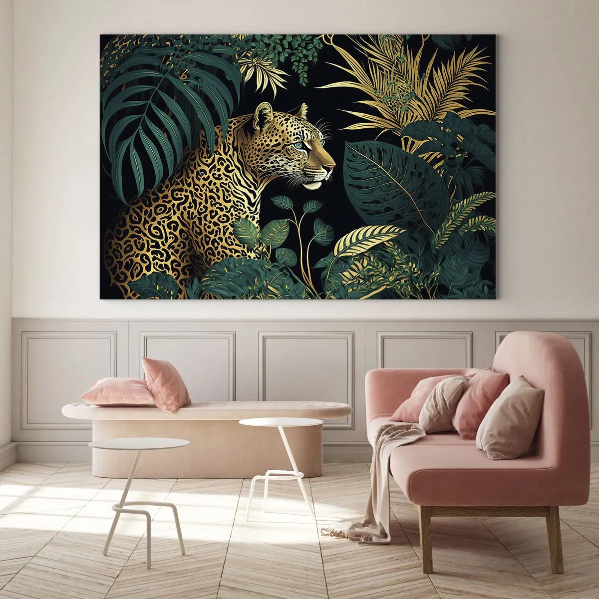 Obraz na skle - Domácí v džungli - 120x80 cm