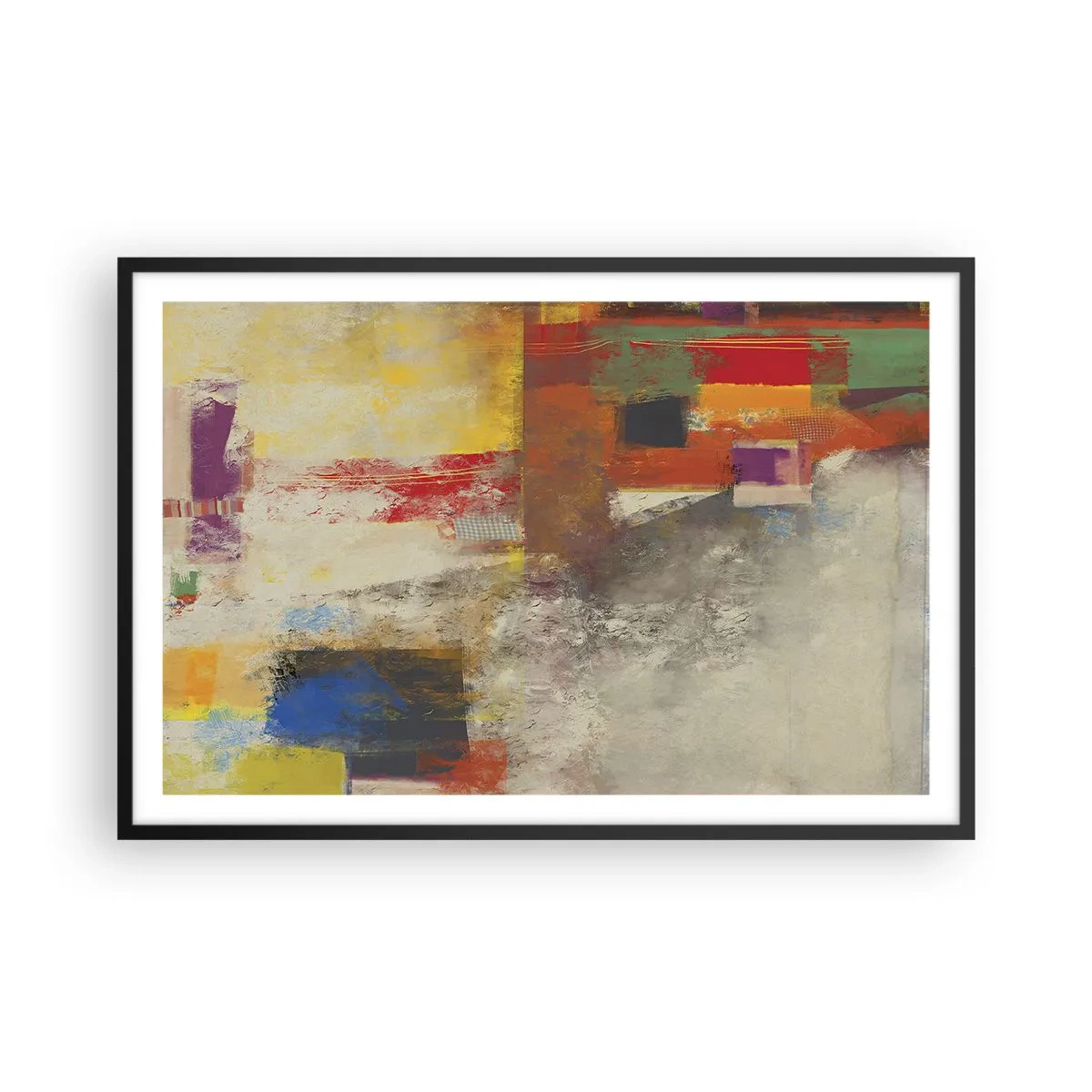 Plakát v černém rámu - Geometrie barev - 91x61 cm
