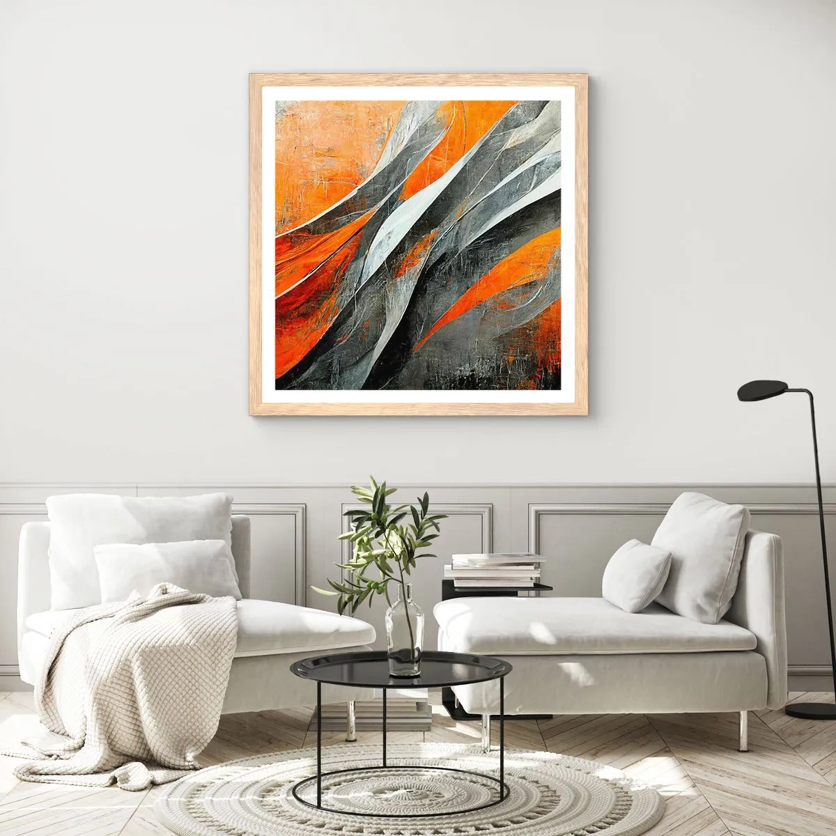 Plakát v rámu světlý dub - Žár a chlad - 30x30 cm