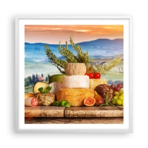 Plakát v bílém rámu - Italská radost ze života - 60x60 cm