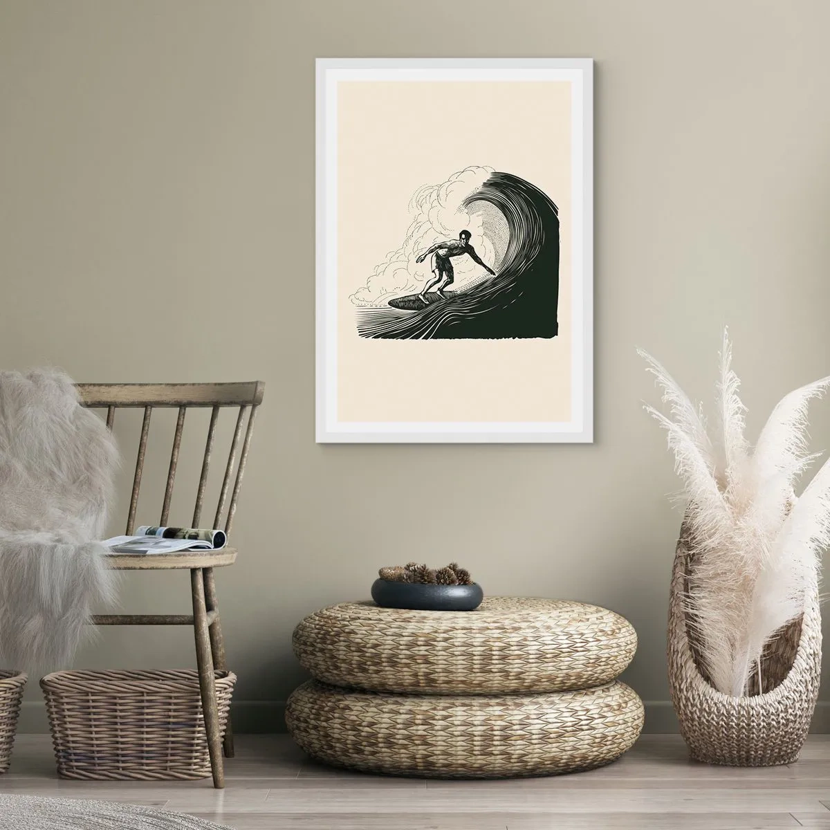 Plakát v bílém rámu - Král vln - 50x70 cm