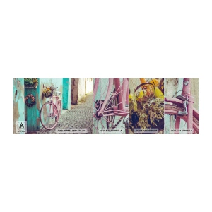 Vzor Fototapety Premium Sand - Hned se vrátím - Jízdní kolo, Architektura, Květiny - 100x30 cm