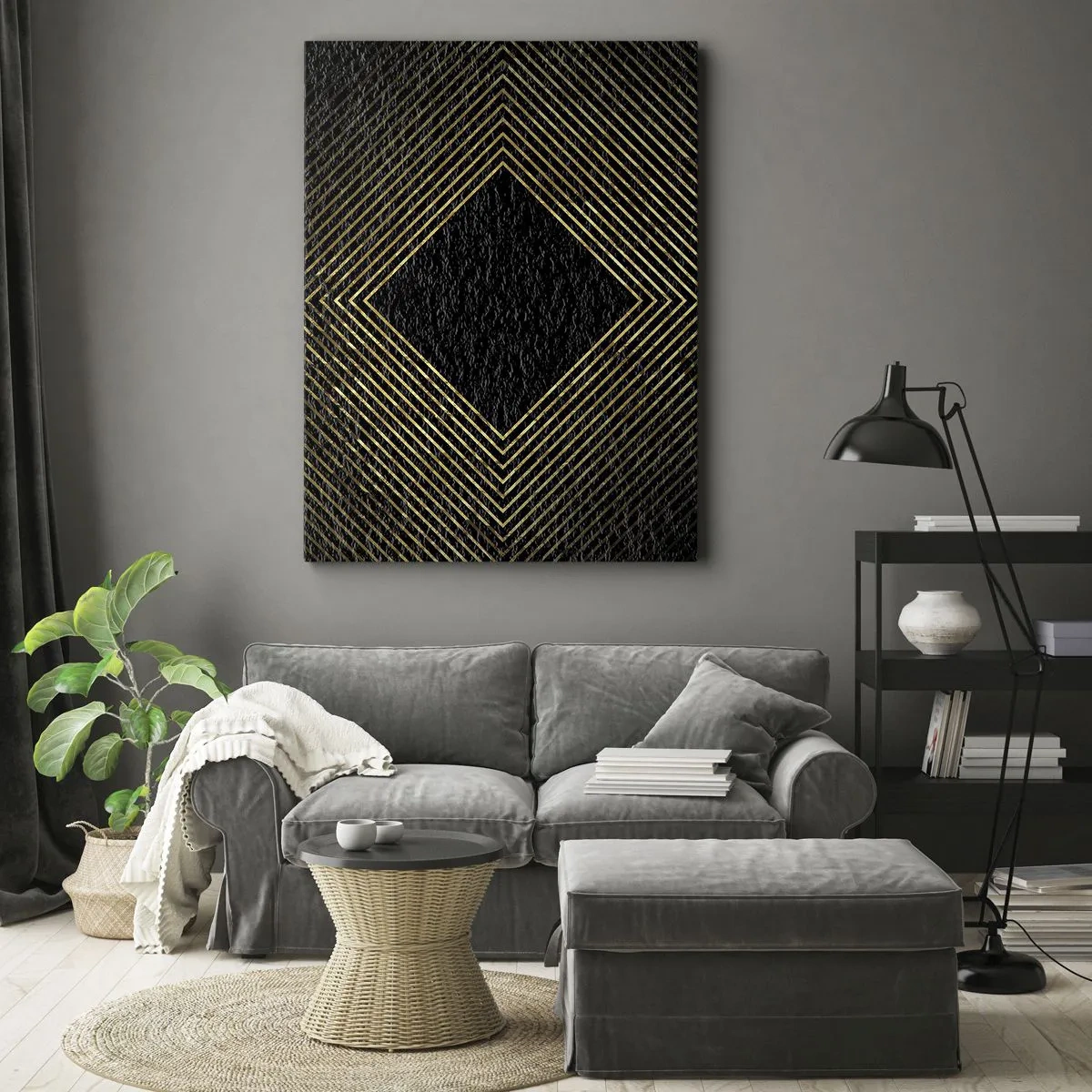 Obraz na plátně - Geometrie ve stylu glamour - 65x120 cm