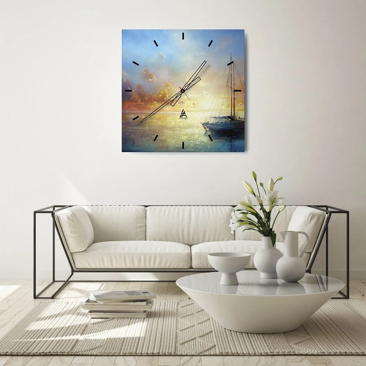 Nástěnné hodiny - Ve zlatém zálivu - 40x40 cm