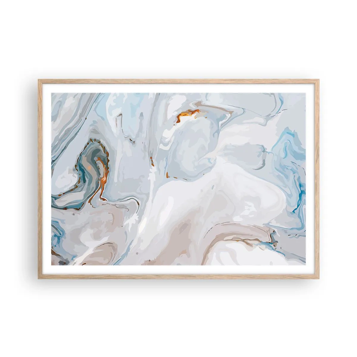 Plakát v rámu světlý dub - Povznesená bílá - 100x70 cm