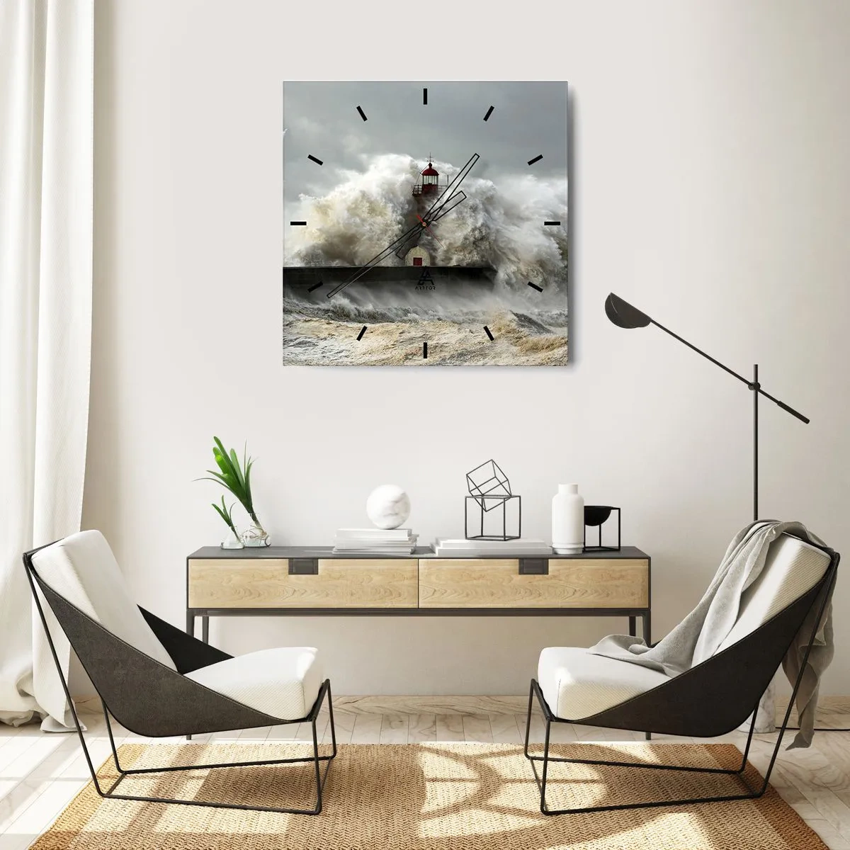 Nástěnné hodiny - Hněv oceánu - 30x30 cm