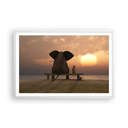 Plakát v bílém rámu - Je skvělé spolu mlčet - 91x61 cm