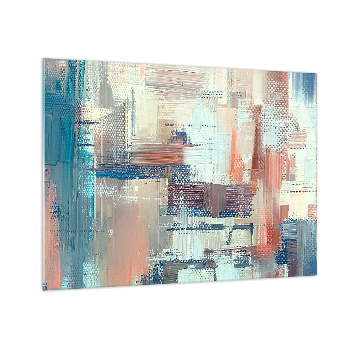 Obraz na skle - Barevná abstrakce s horizontálními a vertikálními tahy štětcem - 70x50cm - Dostat se ke světlu - Moderní nástěnná dekorace do obývacího pokoje a ložnice ARTTOR