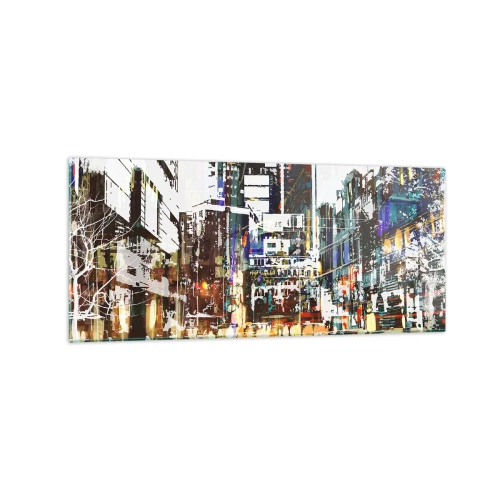 Obraz na skle - Třpytivé město - 120x50 cm