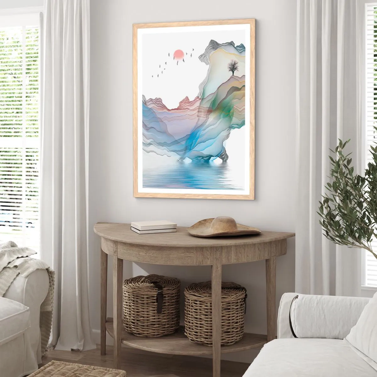 Plakát v rámu světlý dub - Ke křišťálovým horám - 70x100 cm