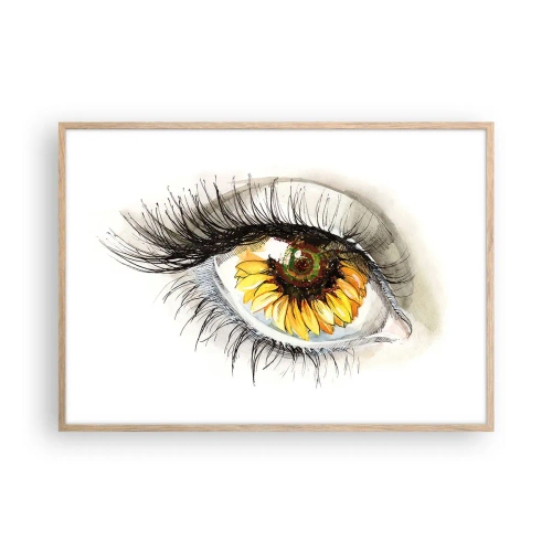 Plakát v rámu světlý dub - Pohled žhavý jako léto - 100x70 cm