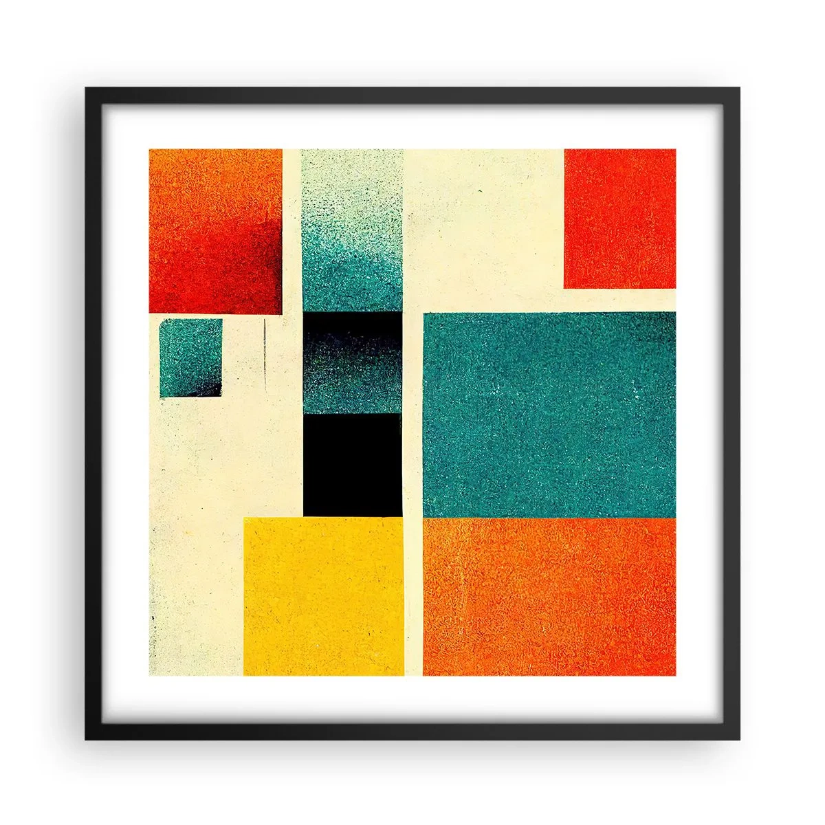 Plakát v černém rámu - Geometrická abstrakce – dobrá energie - 50x50 cm