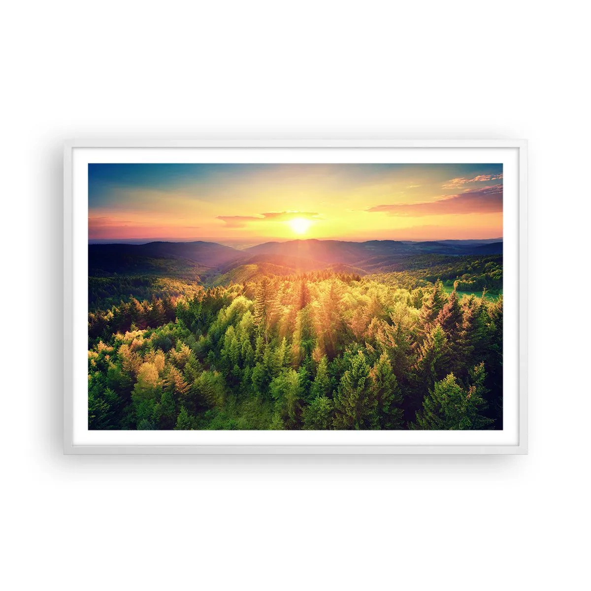 Plakát v bílém rámu - Vrcholky a vrcholy - 91x61 cm