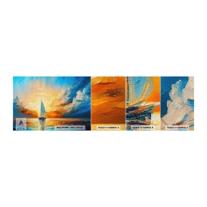 Vzor Fototapety Samolepicí Deluxe Sticker - Plavba ve zlatě - Krajina, Námořní, Plachetnice - 100x30 cm