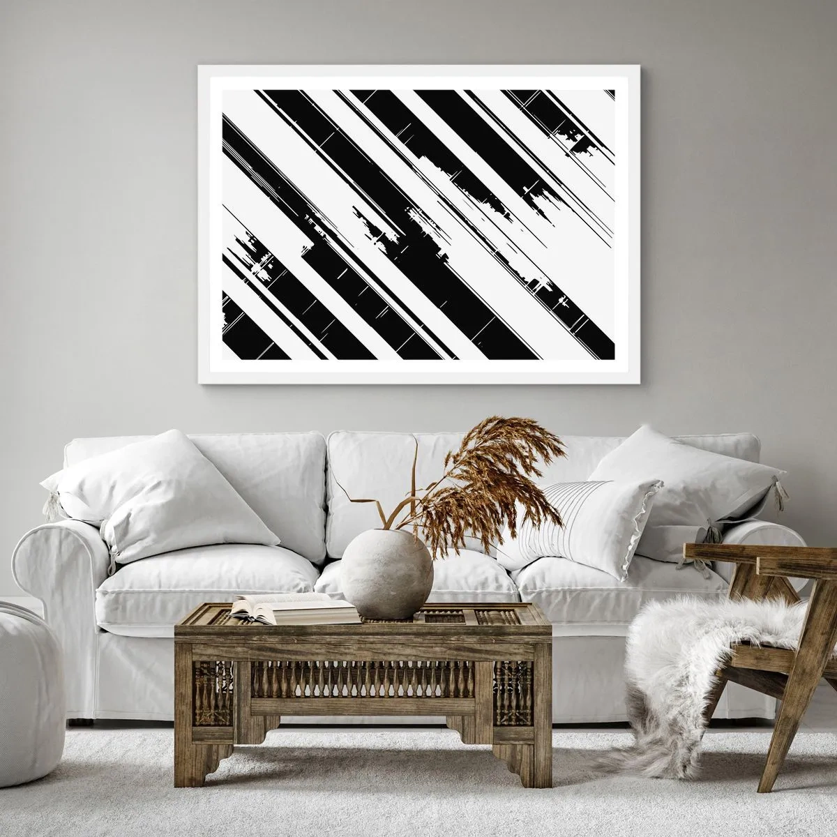 Plakát v bílém rámu - Intenzivní a dynamická kompozice - 60x60 cm