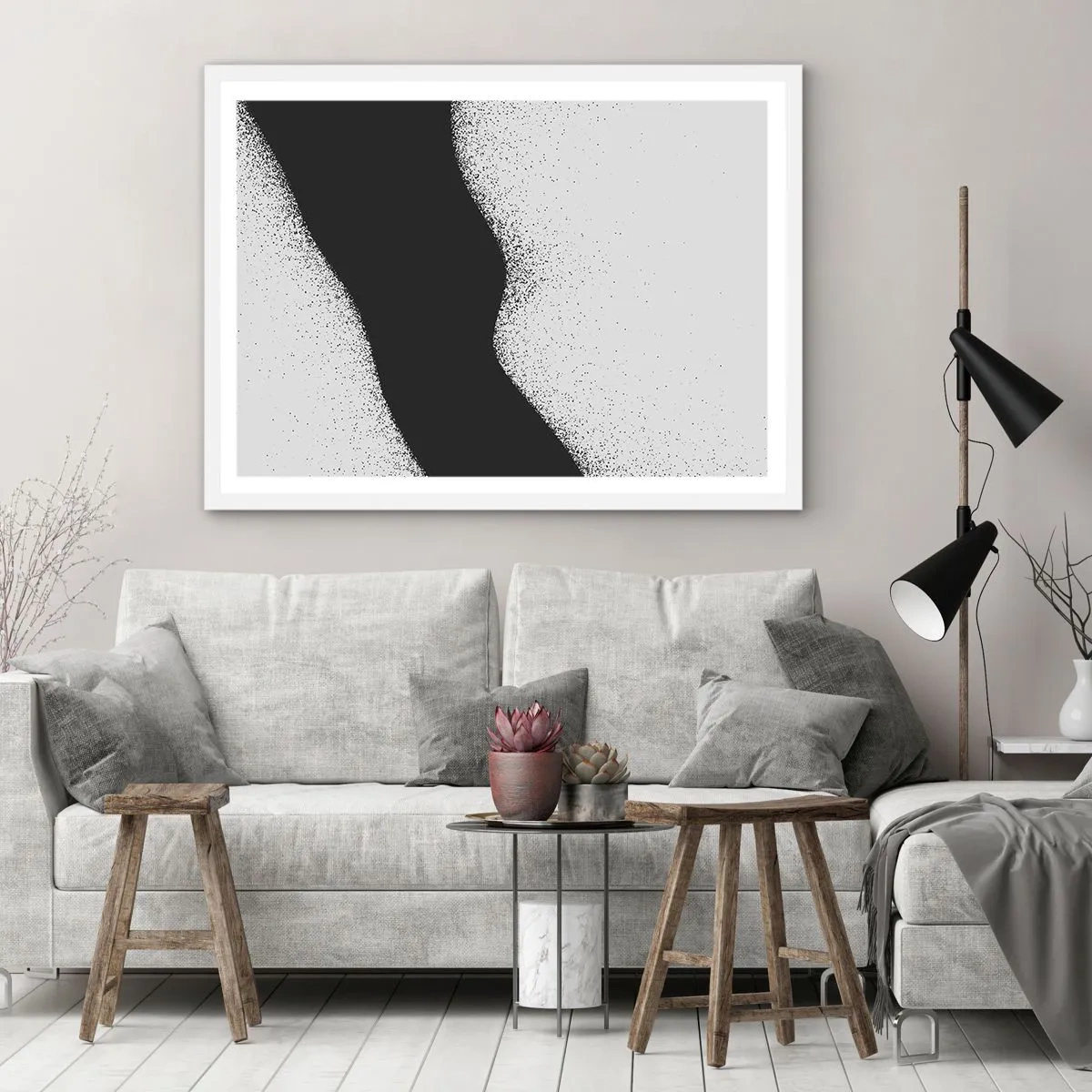 Plakát v bílém rámu - Plynulá rovnováha - 50x40 cm