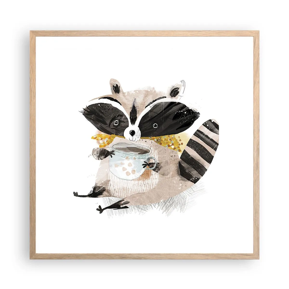 Plakát v rámu světlý dub - Můj přítel mýval - 60x60 cm