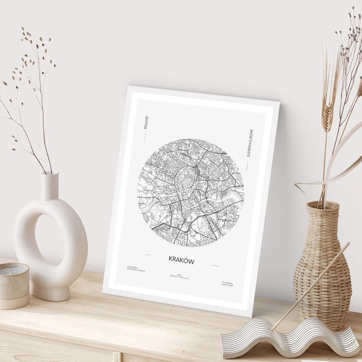 Plakát v bílém rámu - Anatomie Krakova - 61x91 cm