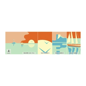 Vzor Fototapety Samolepicí Deluxe Sticker - Dokonalá mořská krajina - Abstrakce, Plachetnice, Lucerna - 100x30 cm