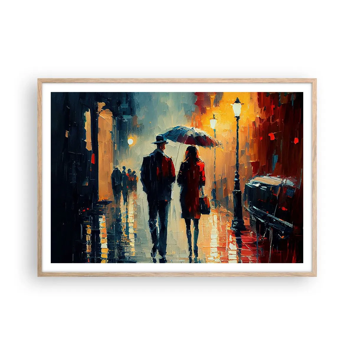 Plakát v rámu světlý dub - Městská love story - 100x70 cm