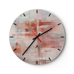 Nástěnné hodiny - Abstraktní kompozice tahů v odstínech růžové a bílé. - 30x30cm - Zamlžené. Ale růžové - Moderní nástěnná dekorace do obývacího pokoje, kuchyně a ložnice ARTTOR