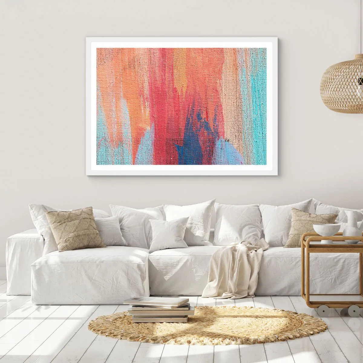 Plakát v bílém rámu - Stékat duhou - 100x70 cm