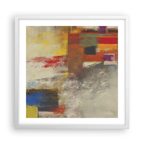 Plakát v bílém rámu - Geometrie barev - 50x50 cm