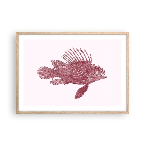 Plakát v rámu světlý dub - Obyvatelka exotických vod - 70x50 cm