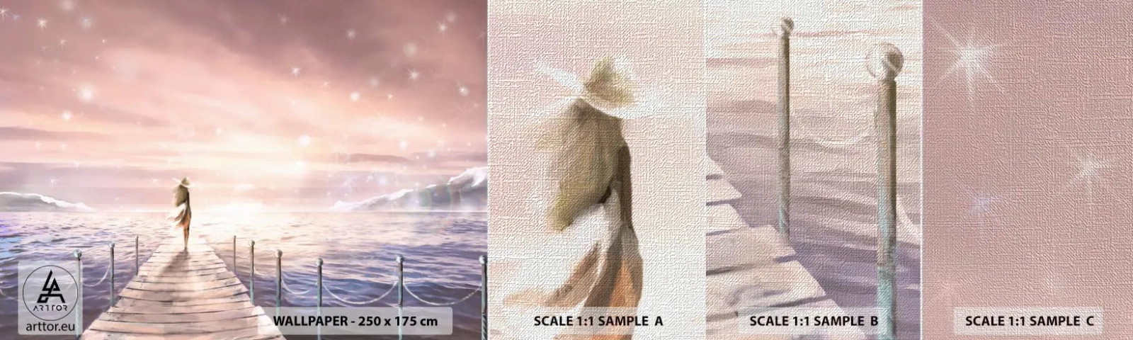 Vzor Fototapety Premium Canvas - Ve světle snu - Krajina, Žena, Moře - 100x30 cm