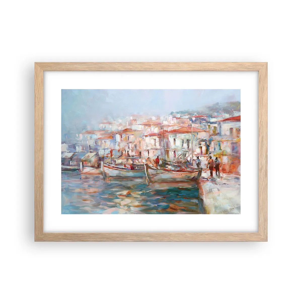 Plakát v rámu světlý dub - Pastelová dovolená - 40x30 cm