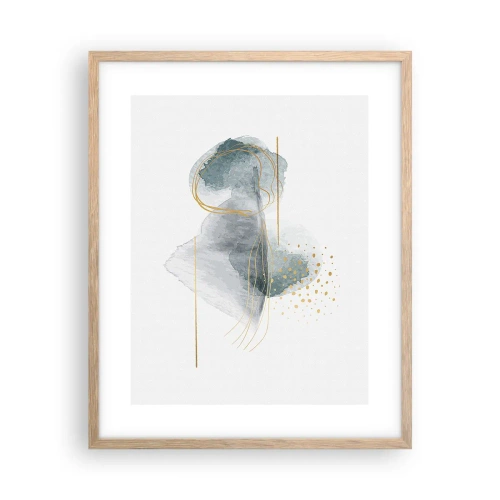 Plakát v rámu světlý dub - O vztahu mezi šedou a zlatou - 40x50 cm