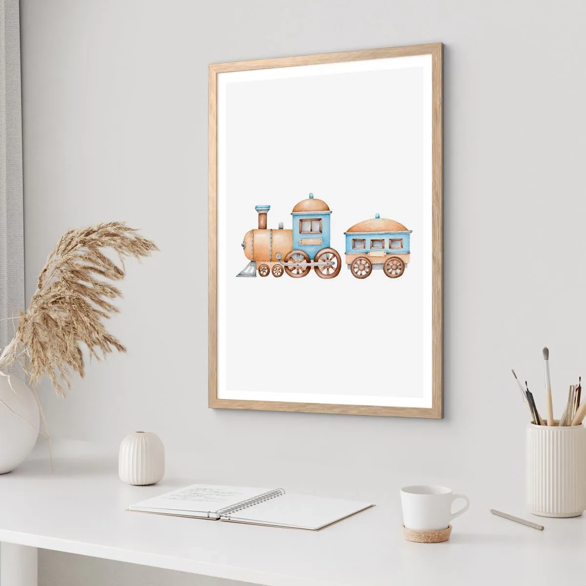 Plakát v rámu světlý dub - Na dráze stojí… - 70x100 cm