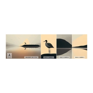 Fototapeta Vzorek Standard Eco - Pán na jezeře - Pták, Krajina, Minimalismus - 100x30 cm