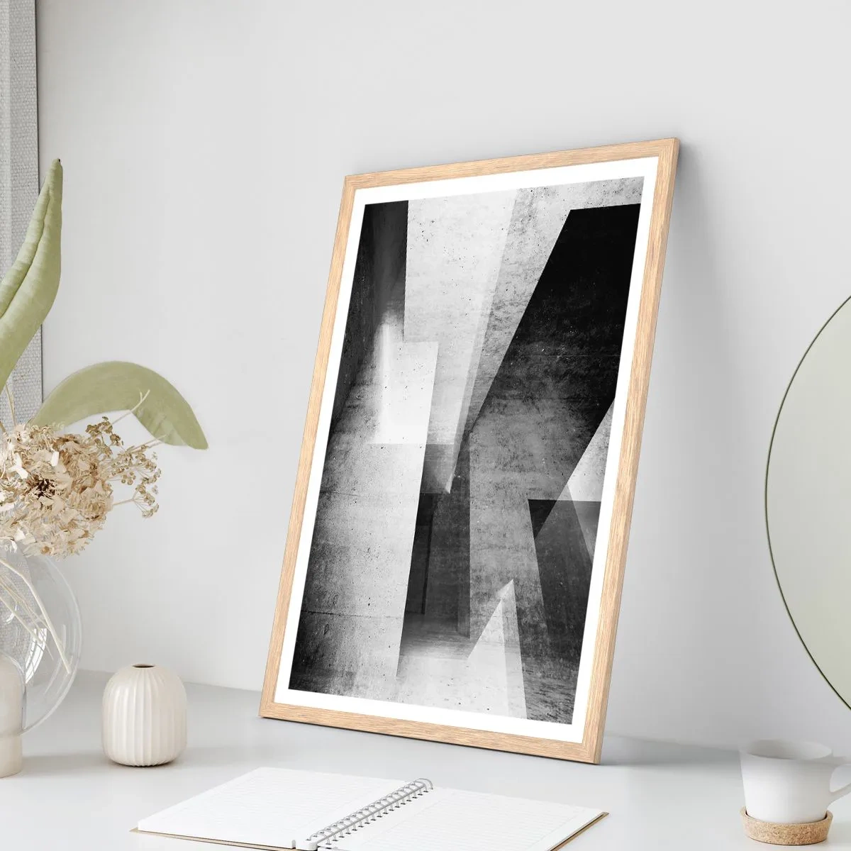 Plakát v rámu světlý dub - Struktura prostoru - 61x91 cm