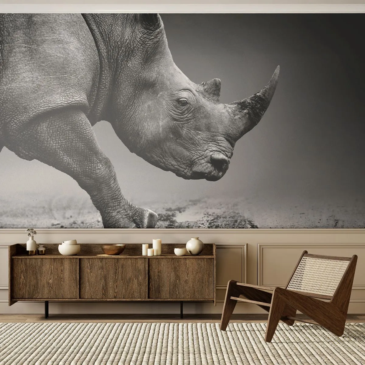 Fototapeta Samolepicí Deluxe Sticker - Nezastavitelná síla - Nosorožec, Zvířata, Afrika - 250x175 cm