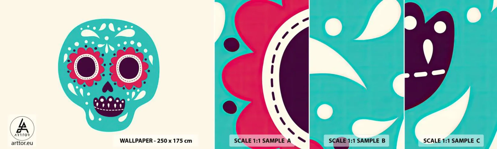 Vzor Fototapety Samolepicí Deluxe Sticker - Život – zábava až do smrti - Lebka, Mexiko, mexický - 100x30 cm