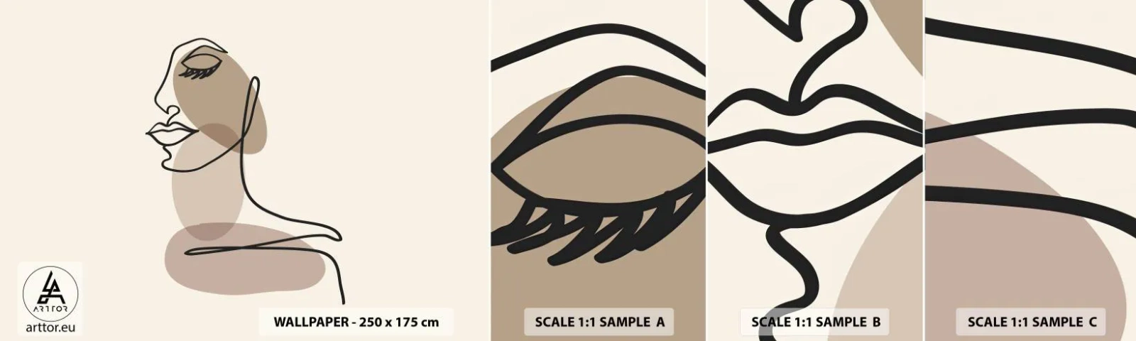 Vzor Fototapety Samolepicí Deluxe Sticker - Určitá linie krásy - Abstrakce, ženská tvář, Grafika - 100x30 cm