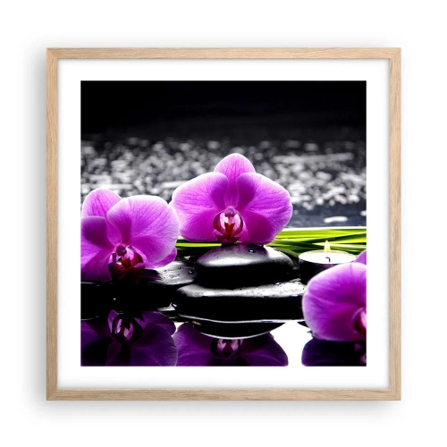 Plakát v rámu světlý dub - Utonout v tichu a klidu - 50x50 cm