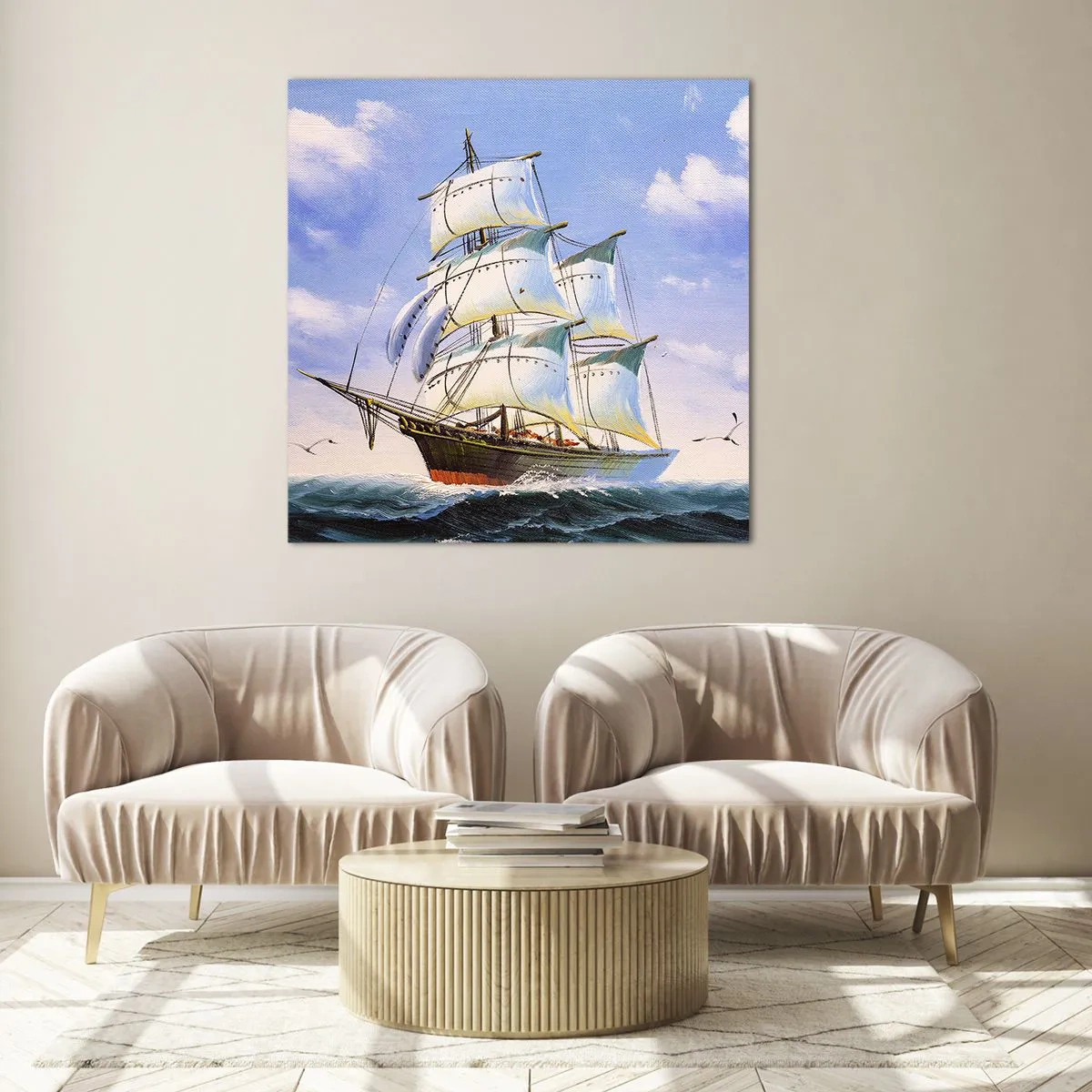 Obraz na skle - Hrdě s větrem - 70x70 cm