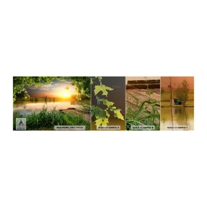 Vzor Fototapety Premium Sand - Krajina v zeleném rámu - Krajina, jezero, Dřevěný most - 100x30 cm