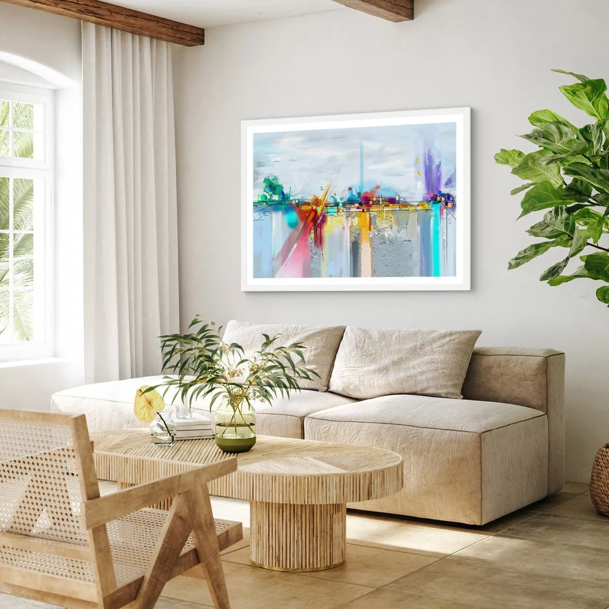 Plakát v bílém rámu - Most radosti nad řekou života - 100x70 cm