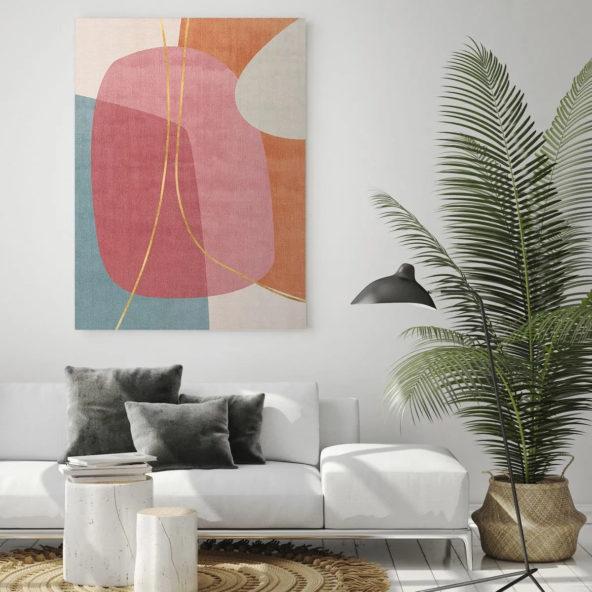 Obraz na skle - Pastelová kompozice se zlatou nití - 70x100 cm