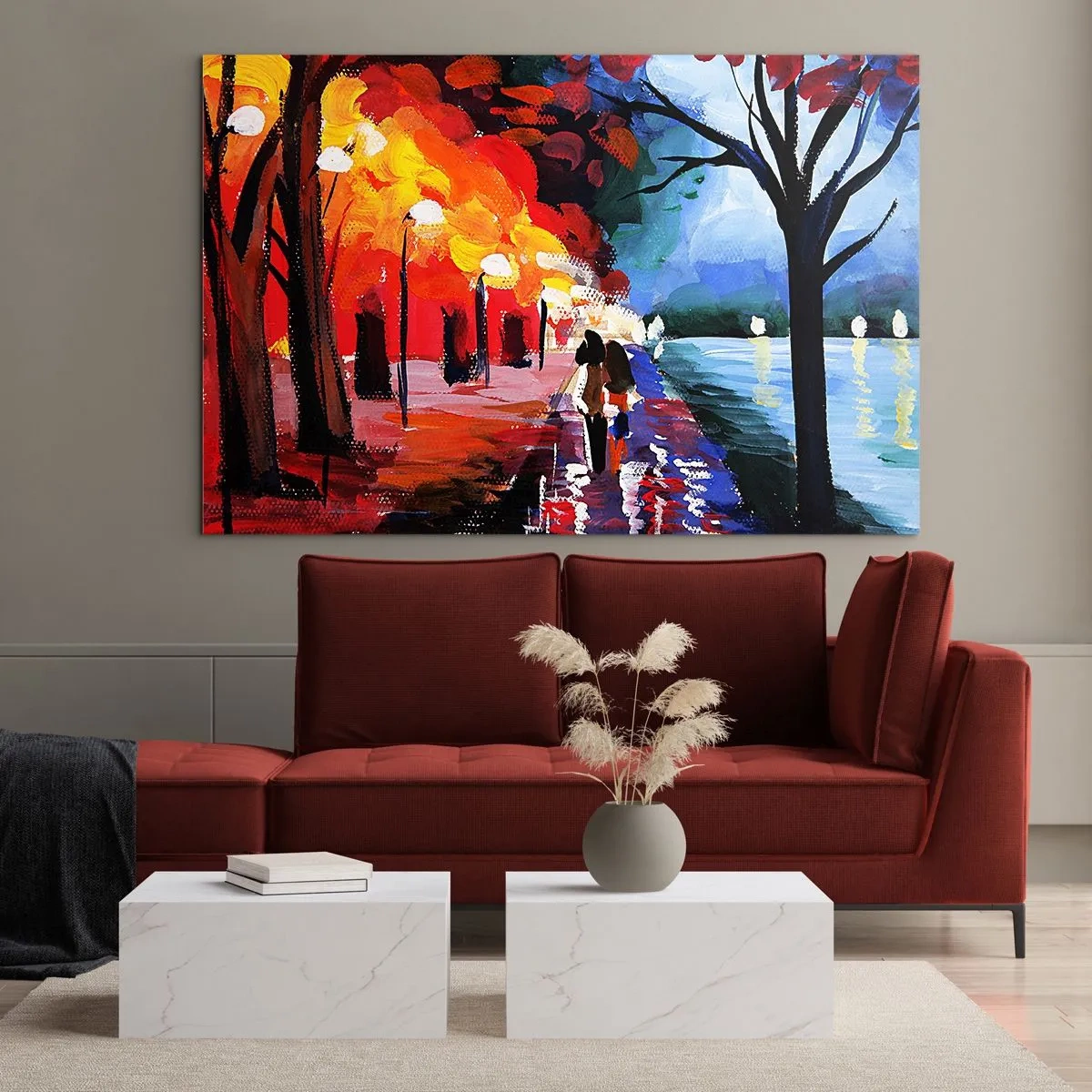 Obraz na skle - Žhavý podzim v parku - 100x70 cm