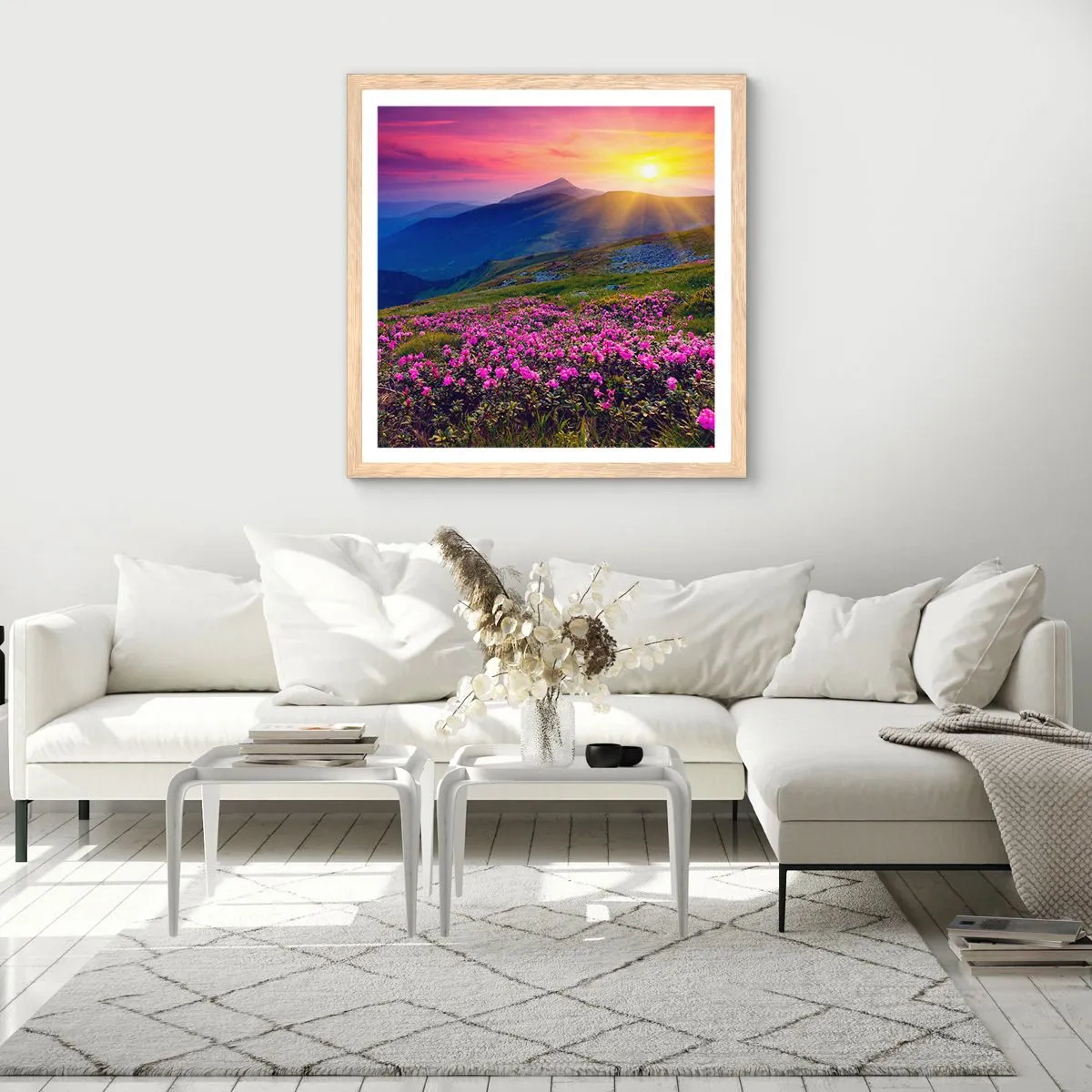 Plakát v rámu světlý dub - …A kolem voní kosodřevina a voní byliny - 40x40 cm