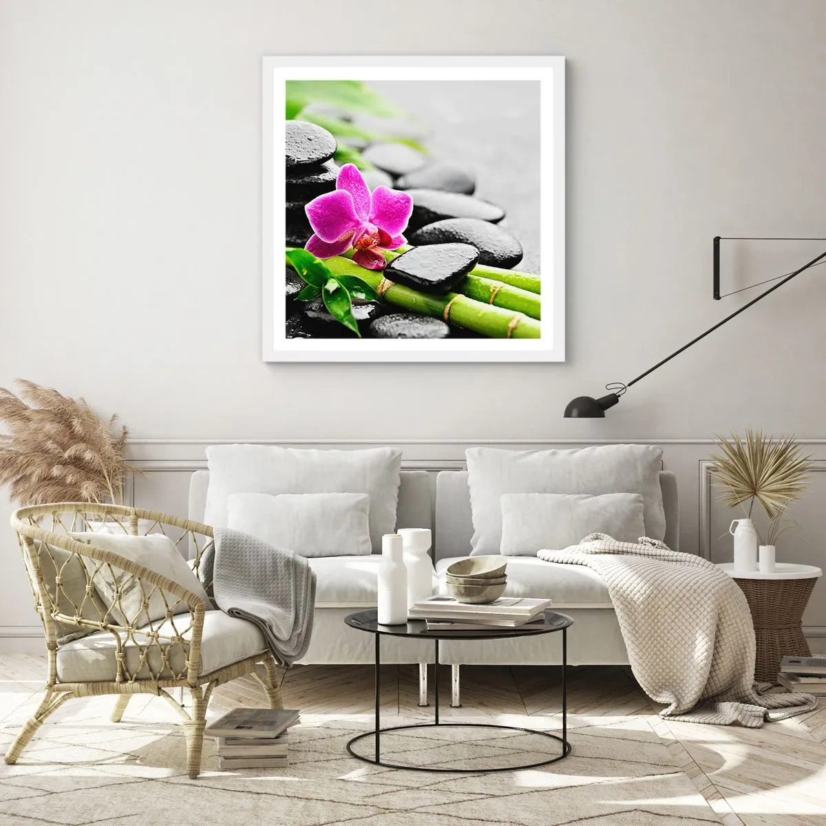Plakát v bílém rámu - V klidné rovnováze - 40x40 cm