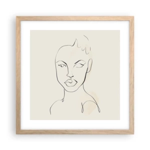 Plakát v rámu světlý dub - Obrys smyslnosti - 40x40 cm