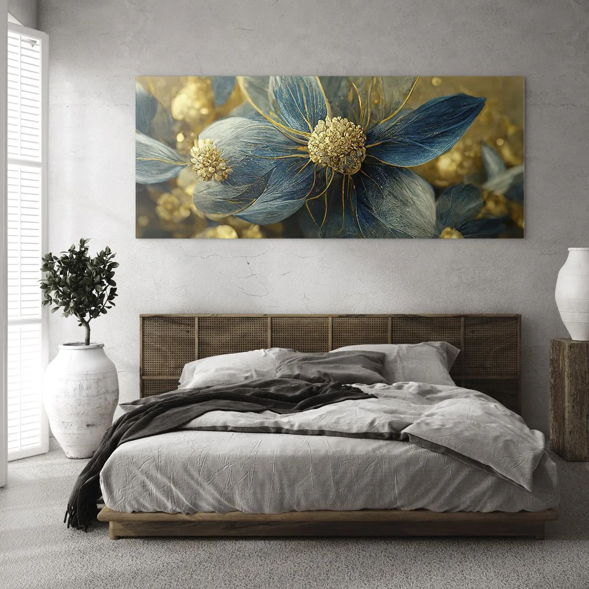 Obraz na skle - Rozkvést zlatem - 100x40 cm
